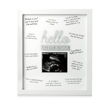 Amazon creative new design custom 8x8 white wood Guest Signature baby Sonogram photo Frame for Perfect Baby Shower Gift